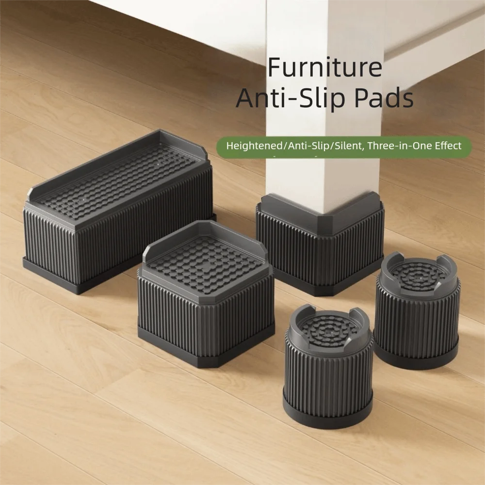 Heavy-Duty Furniture Foot Pad Silent High Load-Bearing Bed Lifts Risers Non-slip Adjustable Heightening Pad Desk Sofa Chair Legs