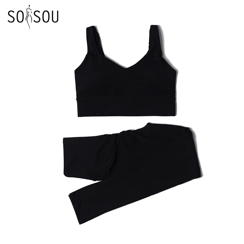 SOISOU Nylon Gym Sets For Women Sports Yoga Women's Tracksuit