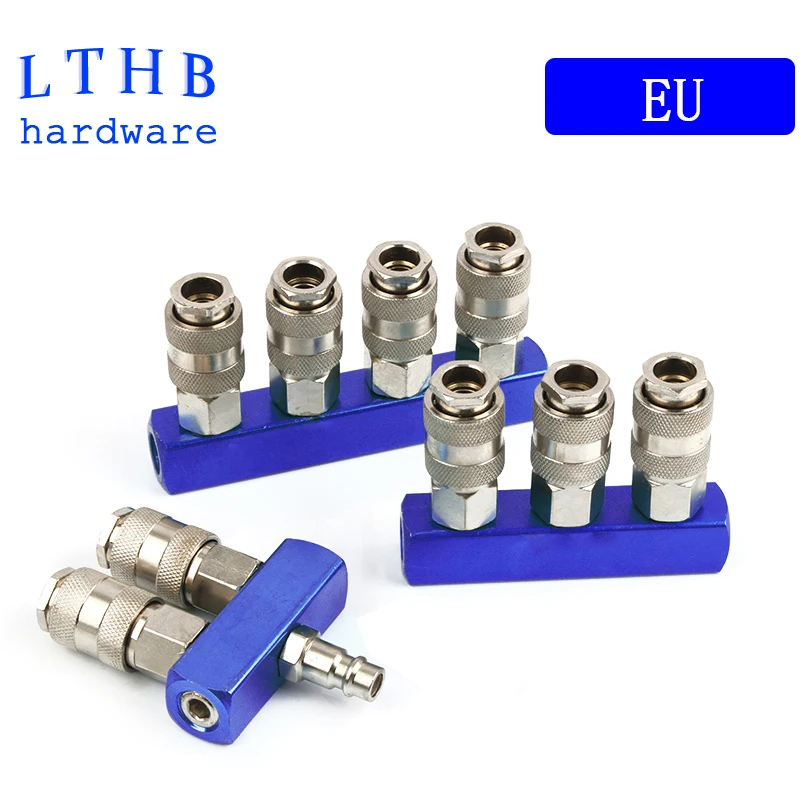 

EU Standard Fittings Pneumatic European Connector 2-way Three Ways for Compressor PT 1/4 Quick Release Coupling Air Hose Fitting