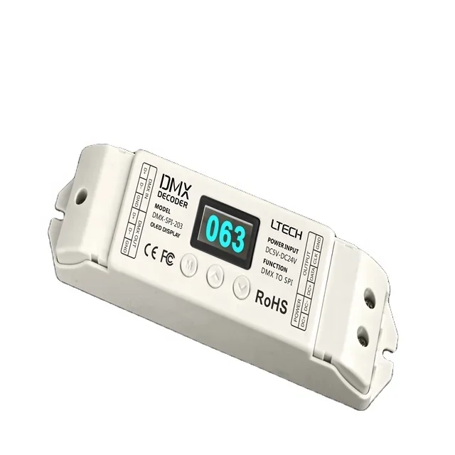 

LTECH DMX-SPI-203 + M203 DMX к SPI ws2812 декодер 12 В постоянного тока светодиодный dot spi декодер 12 В постоянного тока TTL декодер