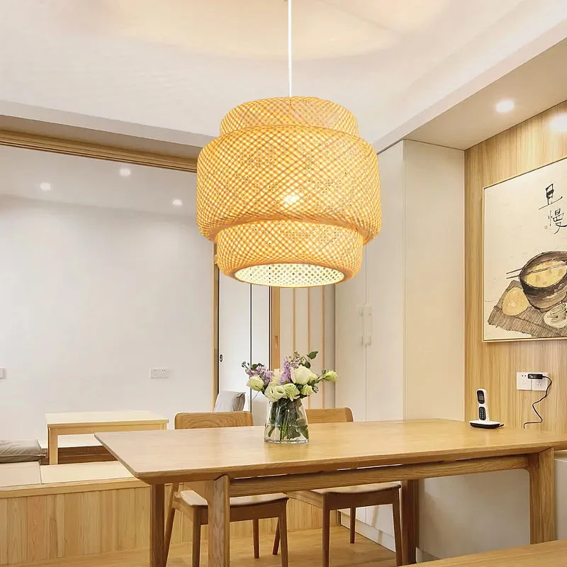 

Modern Bamboo Pendant Light Hand Woven Bamboo Art Chandelier Living Room Lantern Chandelier Bedroom Dining Room Lamp Home Decor