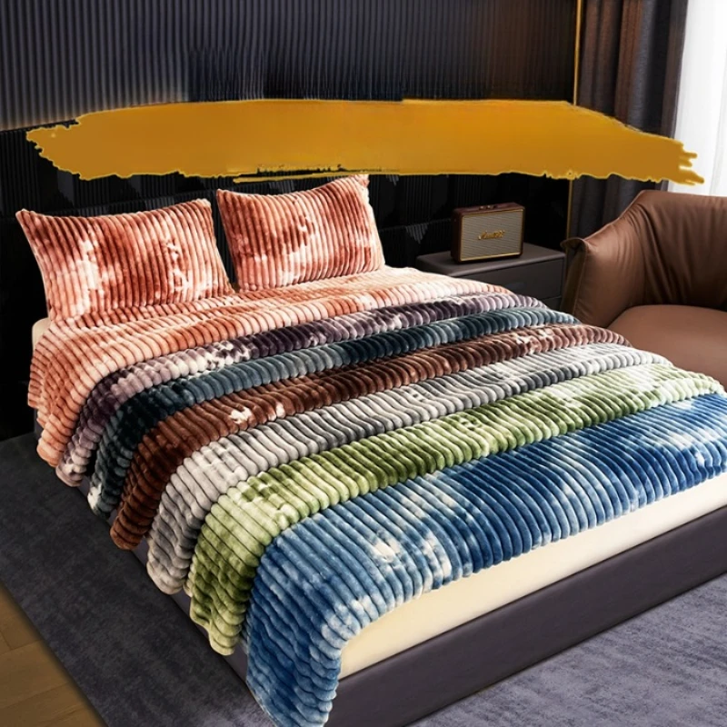 High Quality Blanket for Beds Tie Dyeing Warm Manta Various Sizes Flannel Fleece Thow Blanket Thick Warm Plaids Sofa Blanket