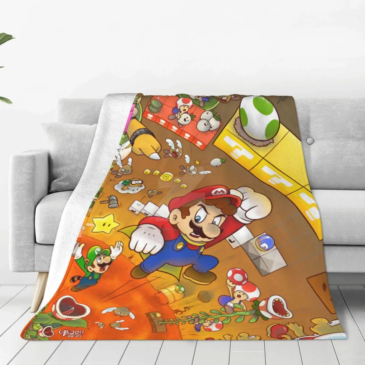 Super Cartoon M-Marios Print Blanket Picnic Flannel Throw Blanket For Couch Chair Soft Warm Design Quality Bedspread Gift