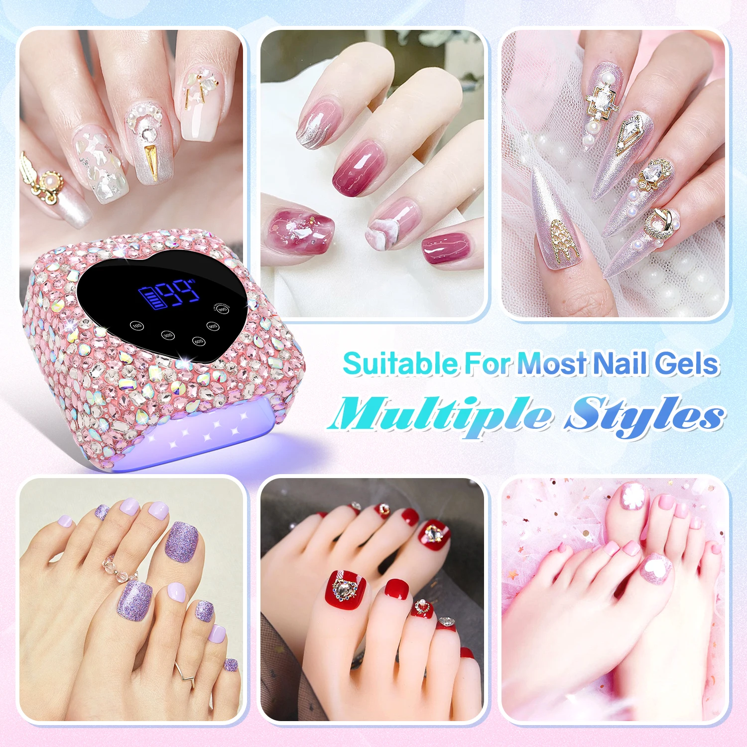 72 واط المهنية اللاسلكية الأشعة فوق البنفسجية LED مسمار مصباح للأظافر 30 المصابيح قابلة للشحن هلام البولندية علاج مجفف مصباح مع شاشة تعمل باللمس