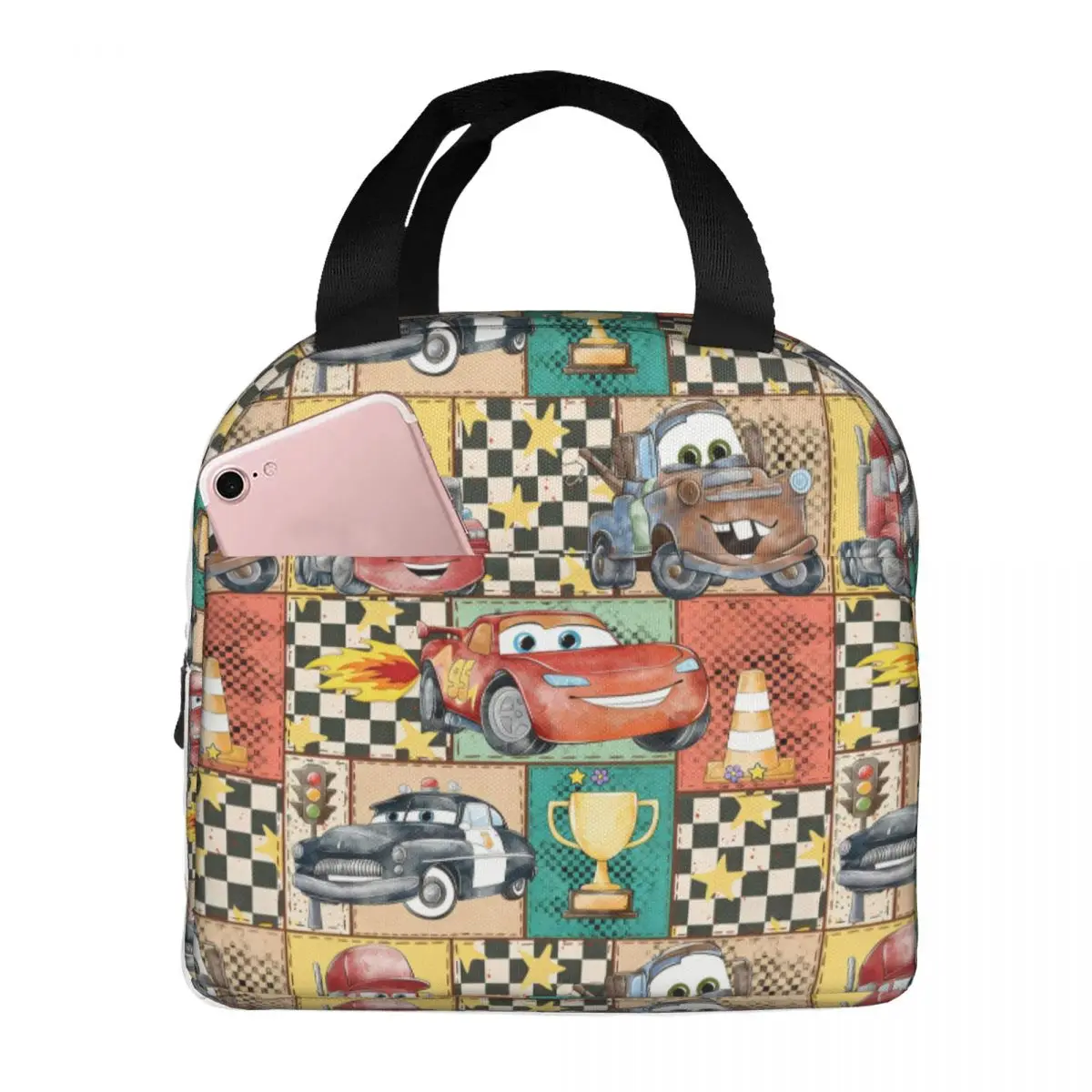 

Lightnings Anime McQueens Insulated Lunch Tote Bag for Women Sport Racing Car Portable Cooler Thermal Food Lunch Box Camping