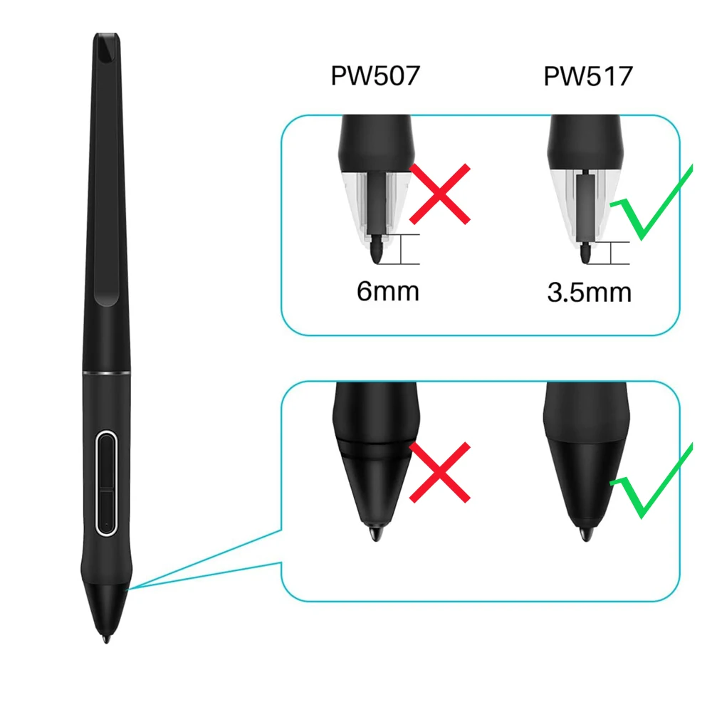 10er Pack Ersatz spitzen kompatibel mit digitalem Stifts tift pw517 für Stift anzeige kamvas 12, kamvas 13, kamvas 16, kamvas 22