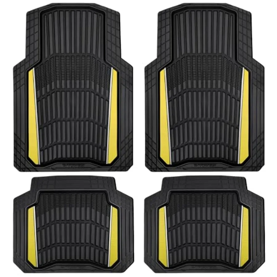 Heavy Duty Rubber Car Floor Mats, Deep Waterproof Car Floor Mats All Weather, Aluminum Film Floor Mats for Cars Non-Slip Univer