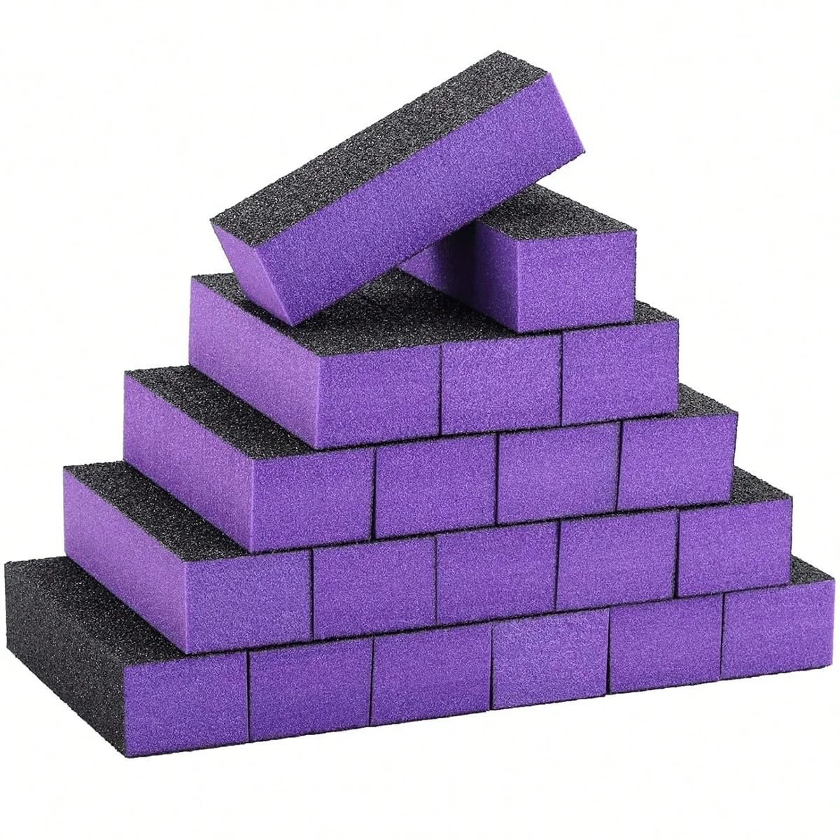 10 Stück/20 Stück 3-seitiger Nagelpufferblock 100/180 Körnung, Professionelle Maniküre-Pediküre-Nagelfeile, Schwarz-Lila Nagelkunst-Werkzeug