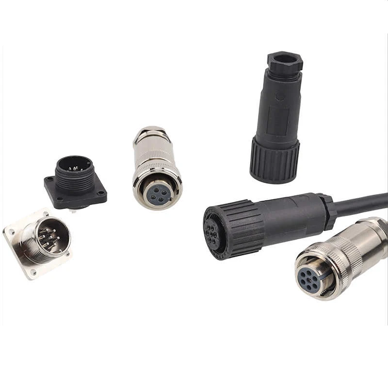 C14 7Pin Proportional Valve Waterproof Connector 4Pin 7 Core All Metal/Plastic Hydraulic Servo Valve Aviation Plug Square Socket