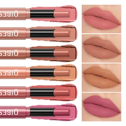 QIBEST 6 Color Lipstick Matte Waterproof Velvet Pigment Nude Rouge Long Lasting Lip Stain Profissional Cosmetics Beauty Lip Balm