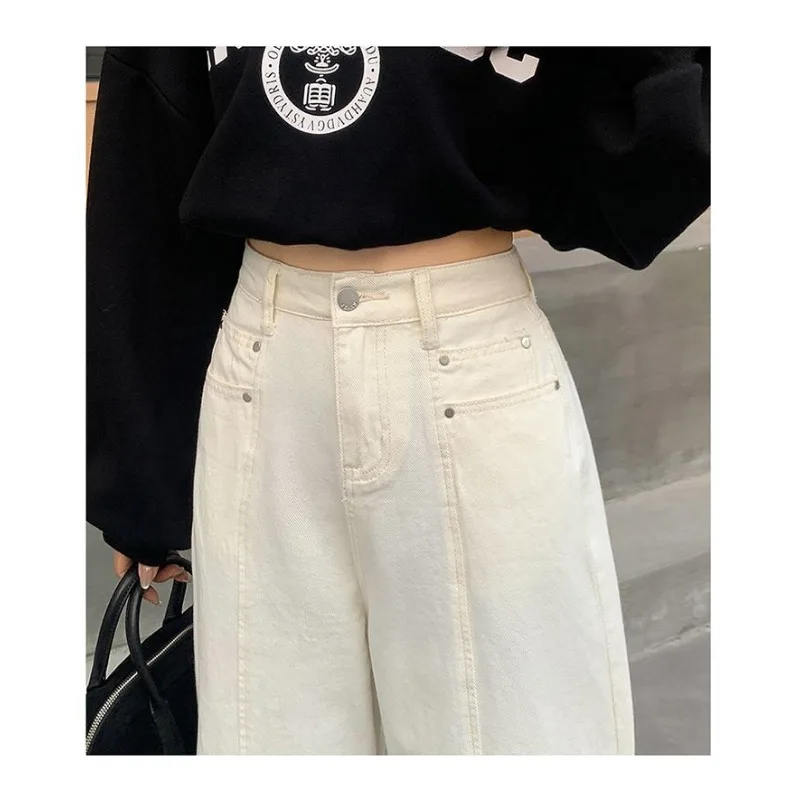 Loose Fit Denim Jeans Women Straight Leg Wide Leg Washed Vintage Retro High Waist Comfortable Casual Trousers pants Jeans