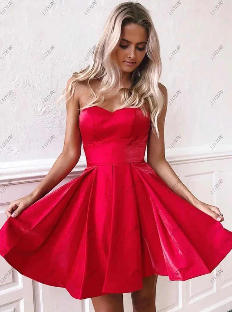 LIYYLHQ Red Short Homecoming Dresses Mini Affordable Prom Dress Sweetheart Stain A Line Corset Cocktail Party Graduation Gowns