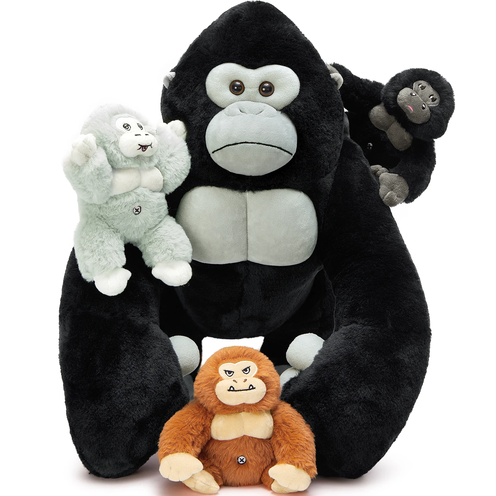 

MaoGoLan Giant Gorilla Stuffed Animals - 19.6" Large Plush Gorilla with Babies, Soft and Cuddly Companion Toy Gifts for Kids