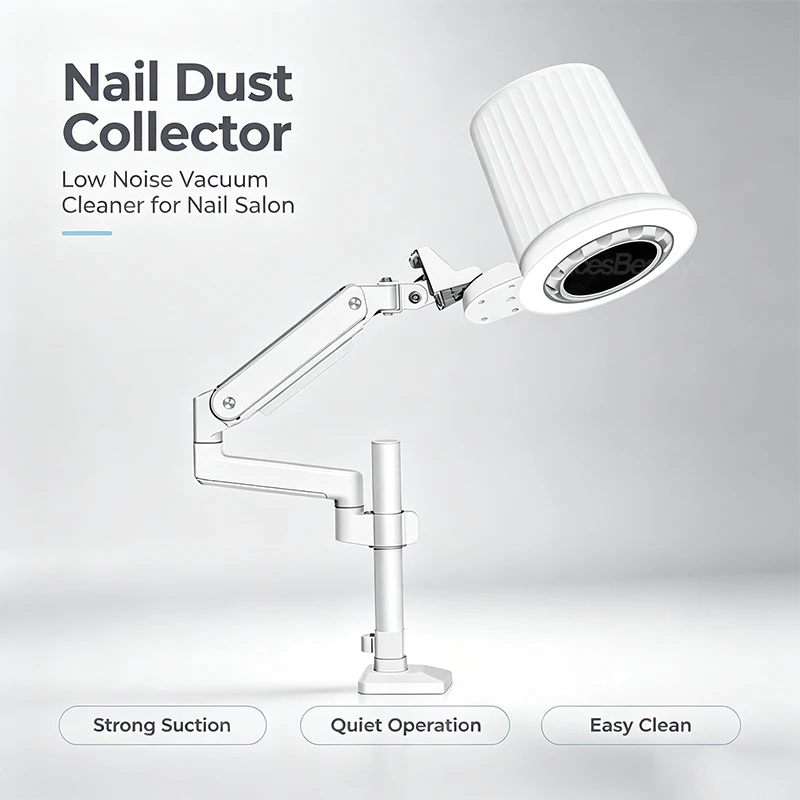 Nail Vacuum Dust Collector With Bright Table Light High Speed Fan Dust Extractor Acrylic Nail Gel Nail Polishing Nail Grinding
