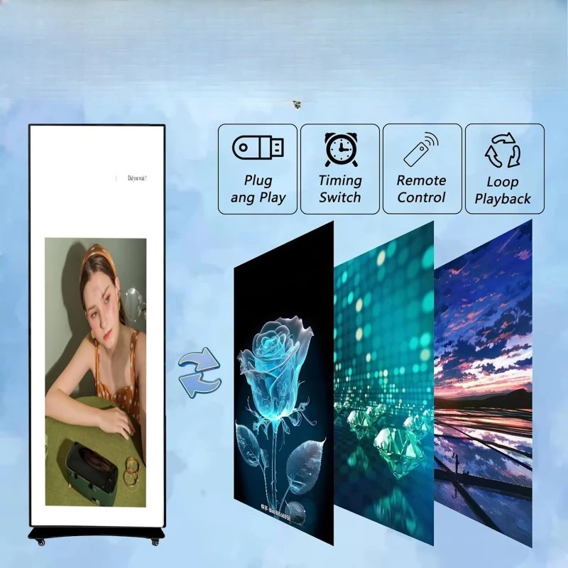 HD P2.5 P3 Indoor Intelligent Split Screen Movable LED Sign Advertising Floor-Standing Vertical Poster Retail Store Animation
