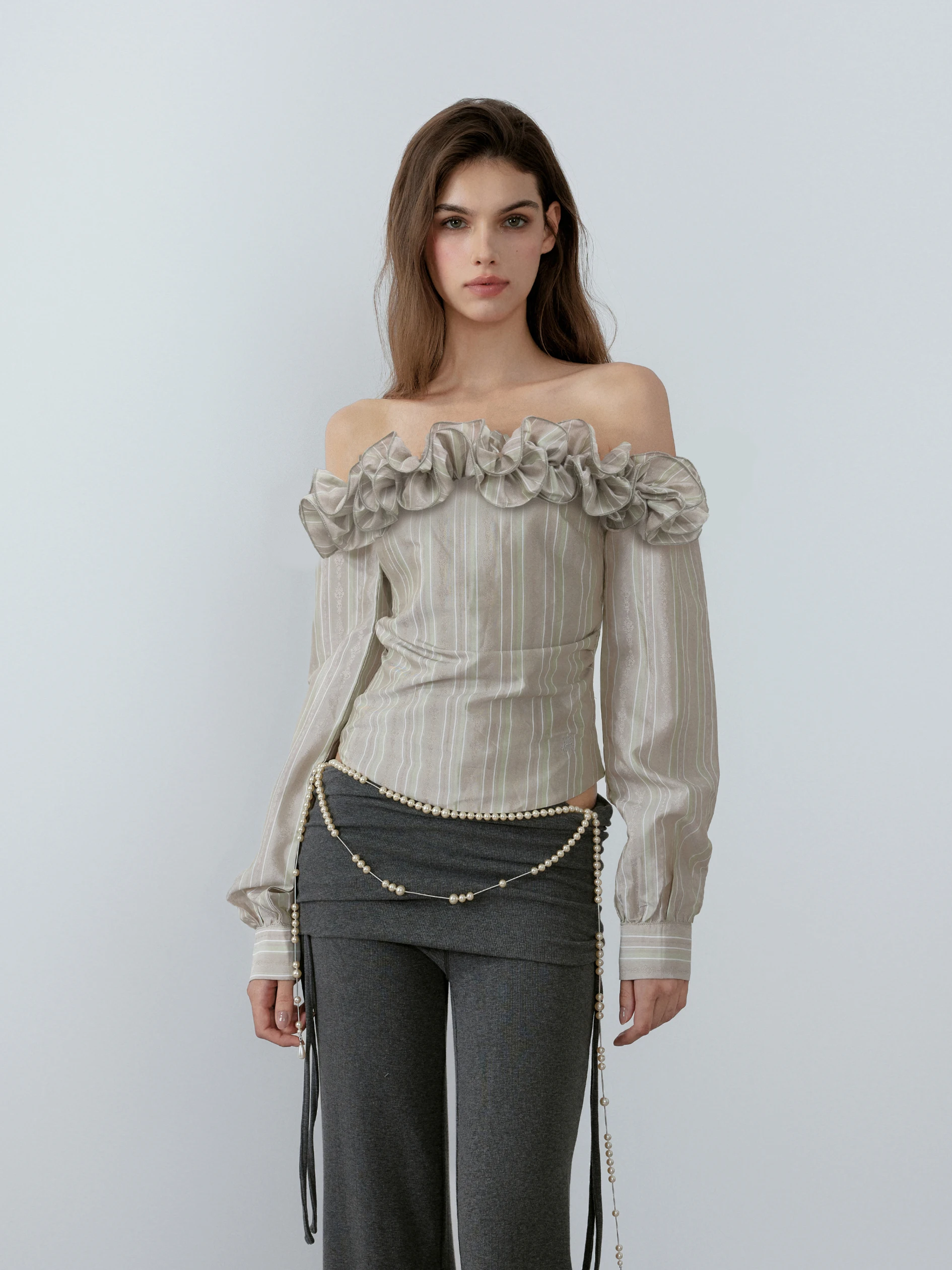 

Noncестnon Original NOMEANSNO ey een Striped Wave One oulder Long Sve Women's irt Slim Fit Original Design Cool Fe...