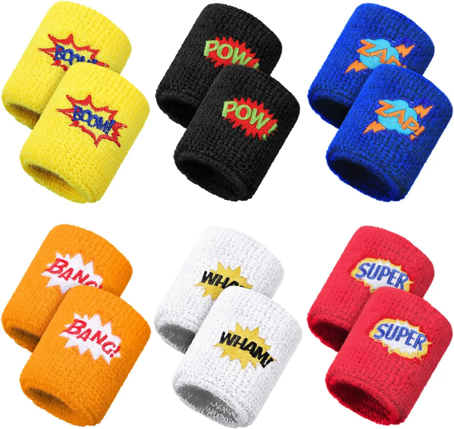

24 Pack Sports Wristbands Terry Cloth Sweatbands for Basketball Tennis Gym