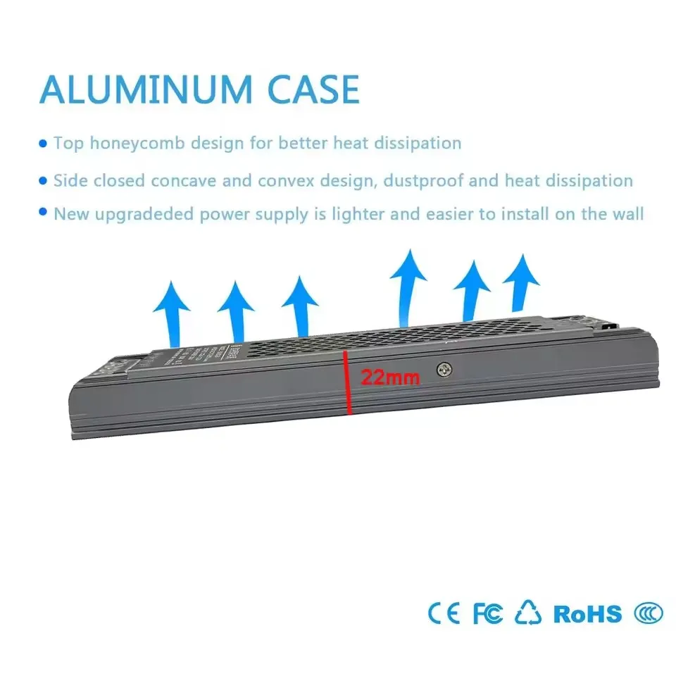 Ultra-Thin Switching Power Supply DC12V 24V 36V 48V 60W 120W 300W Transformer AC 110V-240V Source Adapter SMPS For LED Strips