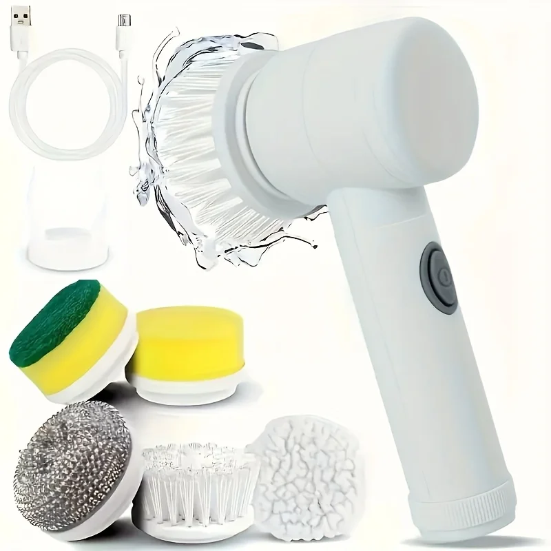 

5-in-1wireless rotating cleaning brush,handheld electric cleaning brush,USB charging,automatic rotating powerful cleaning brush,