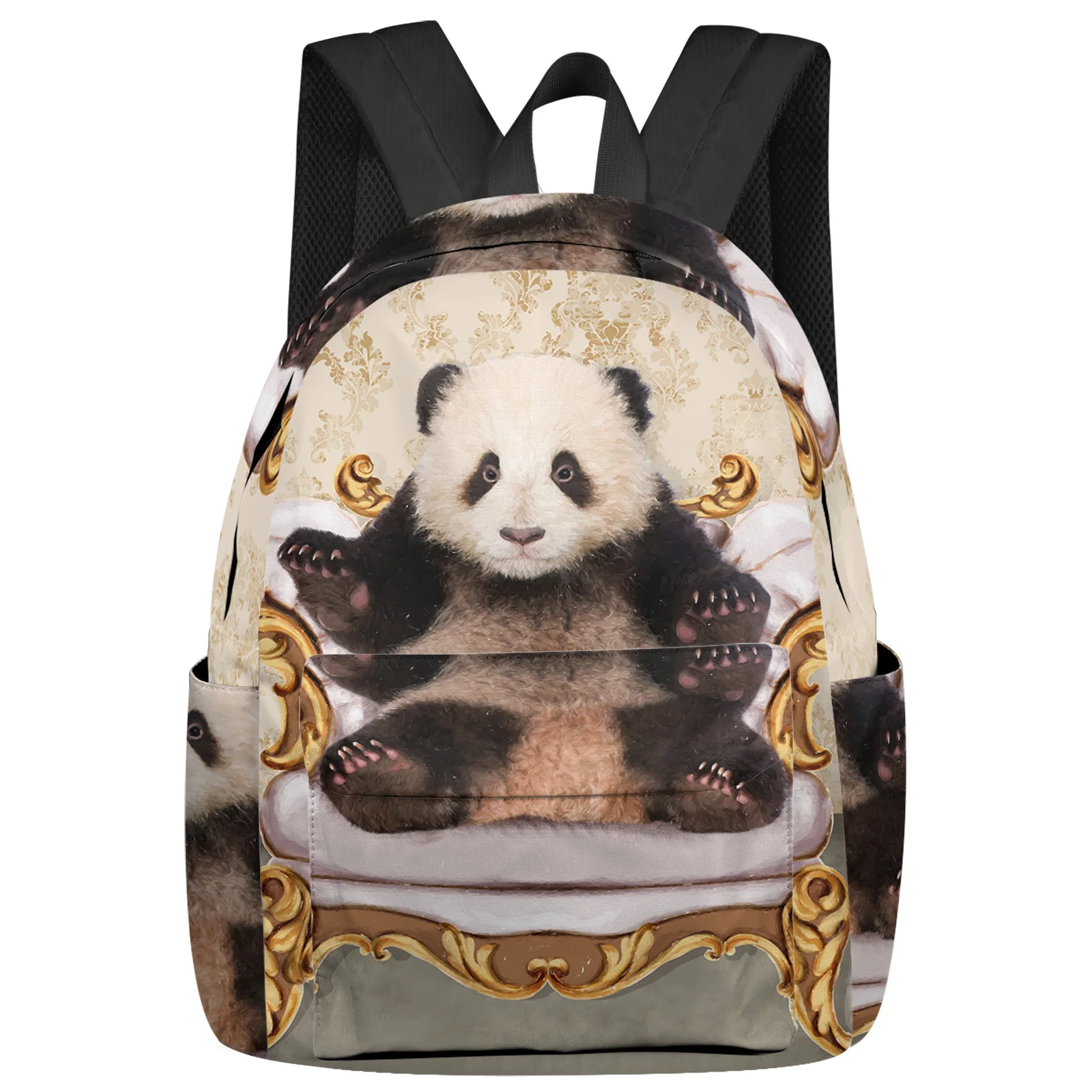 

Panda Sitting On The Couch Retro Women Man Backpacks Waterproof School Backpack For Student Boys Girls Laptop Bags Mochilas