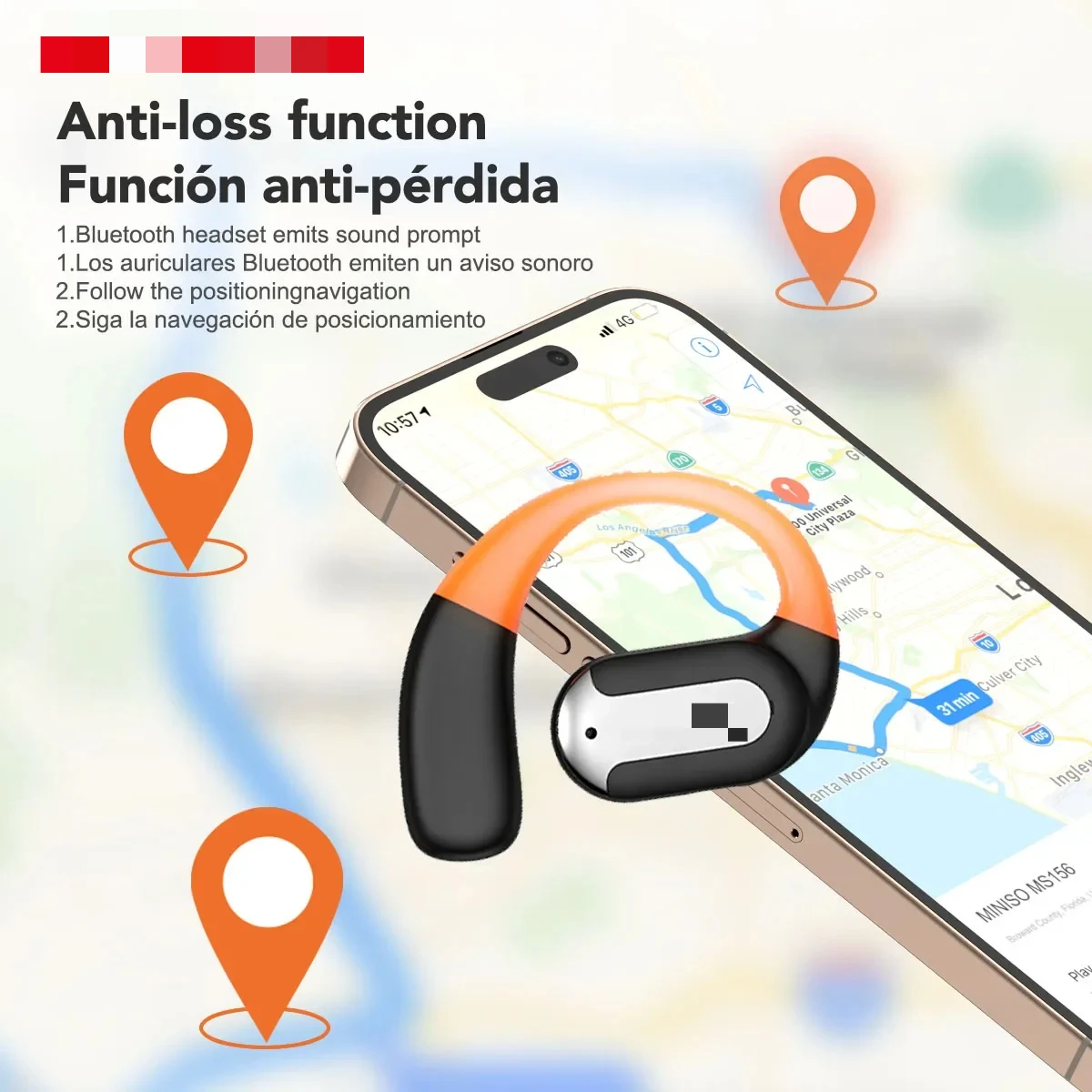 ERAZER XF32 سماعات بلوتوث V5.4 سماعات أذن مترجم AI سماعات أذن قوية للأذن OWS سماعات رأس لاسلكية رياضية خطافات ميكروفون مفتوح الأذن #6