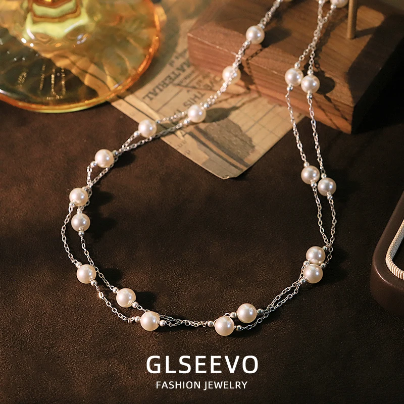 

Ожерелье из стерлингового серебра с жемчугом Shijia, новое модное ожерелье для банкета, свадьбы, женские украшения GN0782