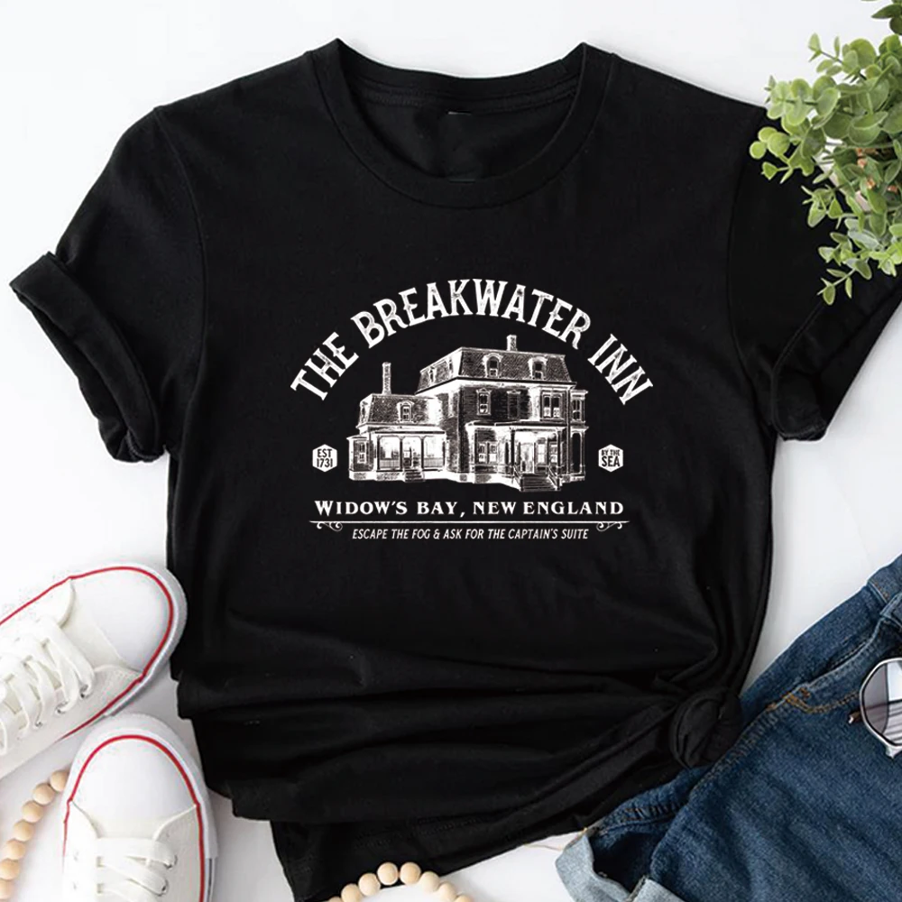 Widow's Bay Breakwater Inn T-Shirt Haunted Hotel Tshirt Vintage Horror Tshirt Unisex Short Sleeves Graphic Tops Halloween Gift