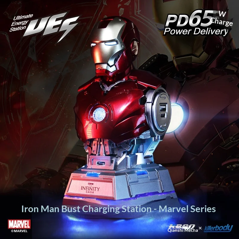 

Зарядная станция Killerbody Marvel Iron Man MK3 с быстрой зарядкой PD 65W, многопортовое зарядное устройство для рабочего стола, офиса, дома, коллекционная модель для взрослых