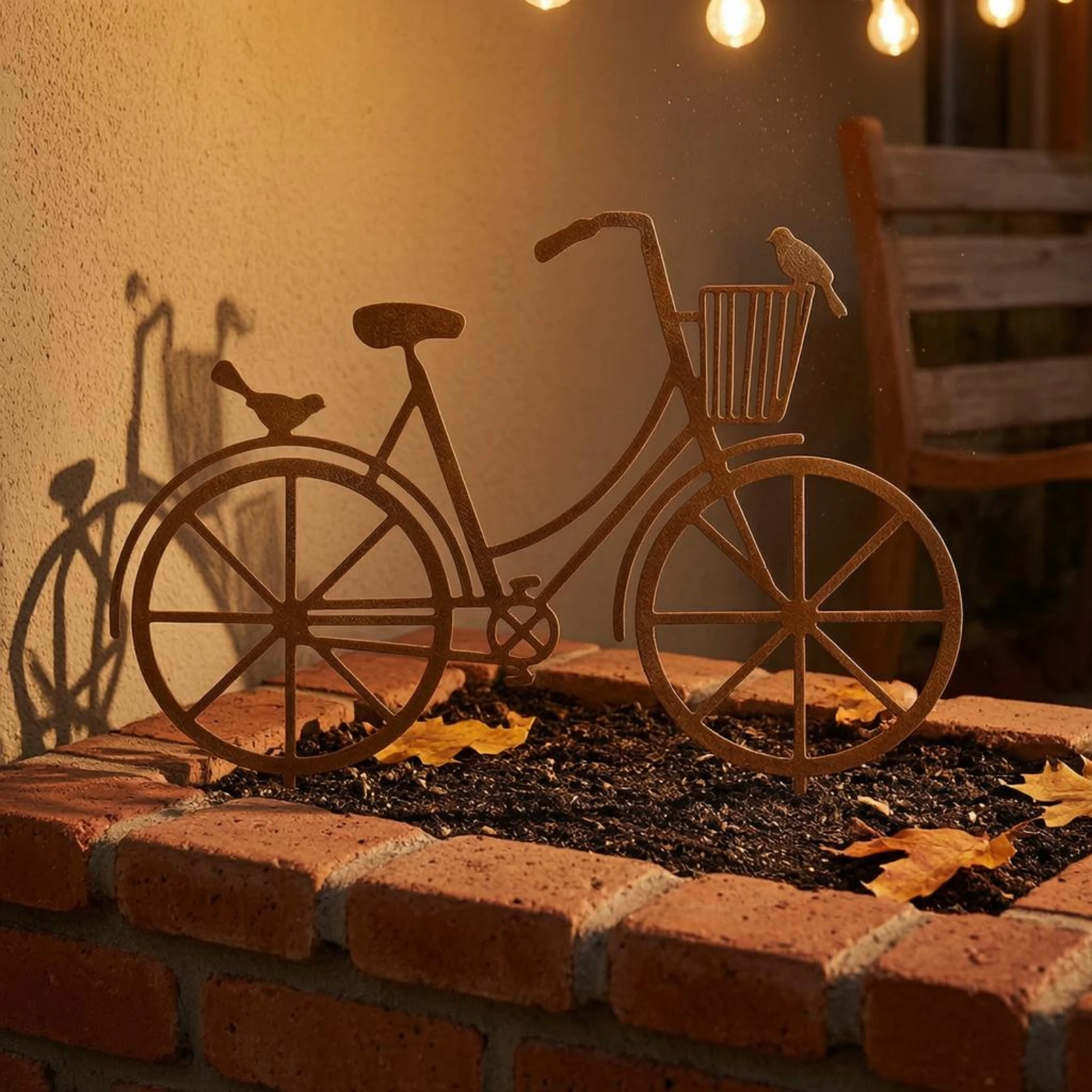 Vintage Pedal Cycle Stake exposedSpoke Bike Garden Stake Rustic Bike Yard Ornament Bird Decorations Outdoor Decoration for Lawn