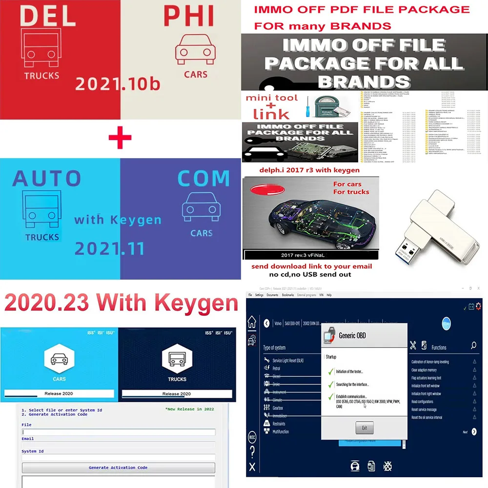 2024 Newest For Delphi 2017 r3 Keygen+IMMO OFF SOFTWARES+DASH MILLEAGE CORRECTION+Autocoms 2021.11+Delphis 2021.10b with keygen