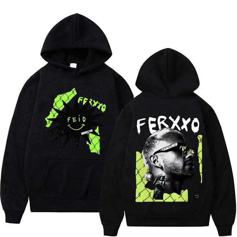 

Rapper Feid Ferxxo 2024 Tour Album Graphic Hoodie Men's Hip Hop Style Oversized Sweatshirt Male Gothic Clothes Hooded Streetwear