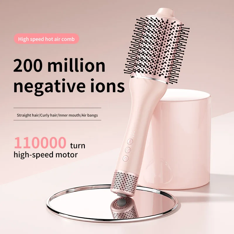 Hot Air Styling Brush, Negative Ion Curling and Straightening Comb, Professional Hair Dryer Volumizer for All Hair Types