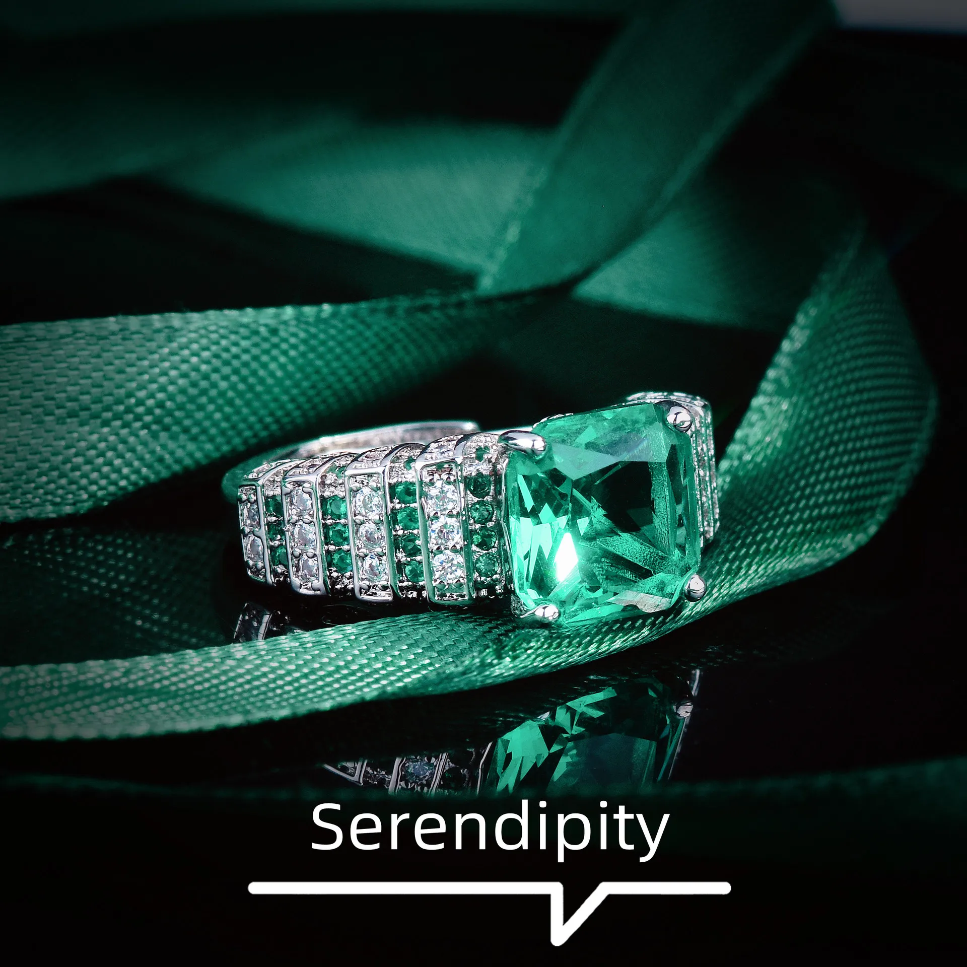 S925 Sterling Silver Open Band Ring Exquisite Lake Green Colorful Gemstone Inlay Hypoallergenic Comfortable Wear For Women Girls