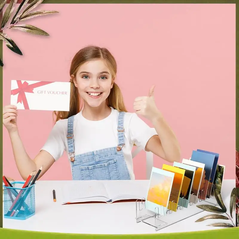 

New-2 Pcs 12 Tier Acrylic Greeting Card Display Stand Portable Card Display Rack Clear Postcard Holder Display Stand