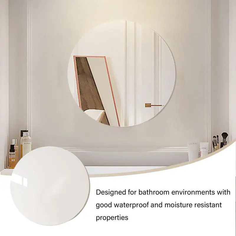 Makeup Mirror Round Acrylic Wall Makeup Mirror Adhesive Bathroom Vanity Mirrors Waterproof Room Wall Decor For Bathroom Living