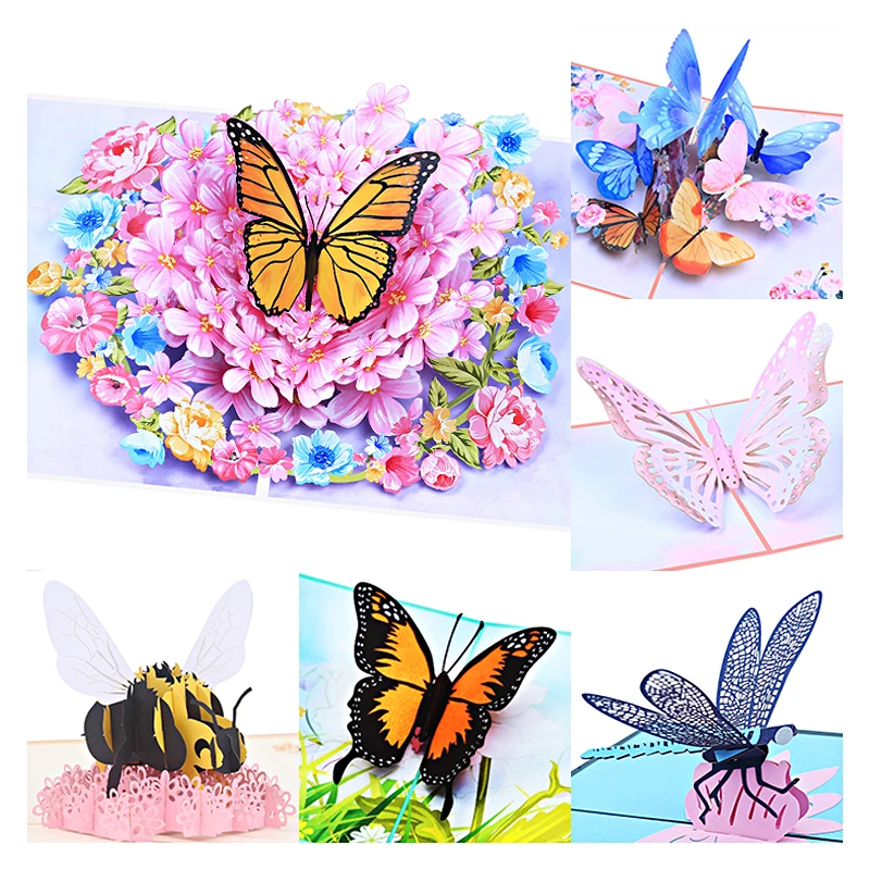 3D Butterfly Pop Up Greeting Card, Valentine's Day, Mother, Anniversary, Wedding Invitation, Birthday Gift, Thank You Card