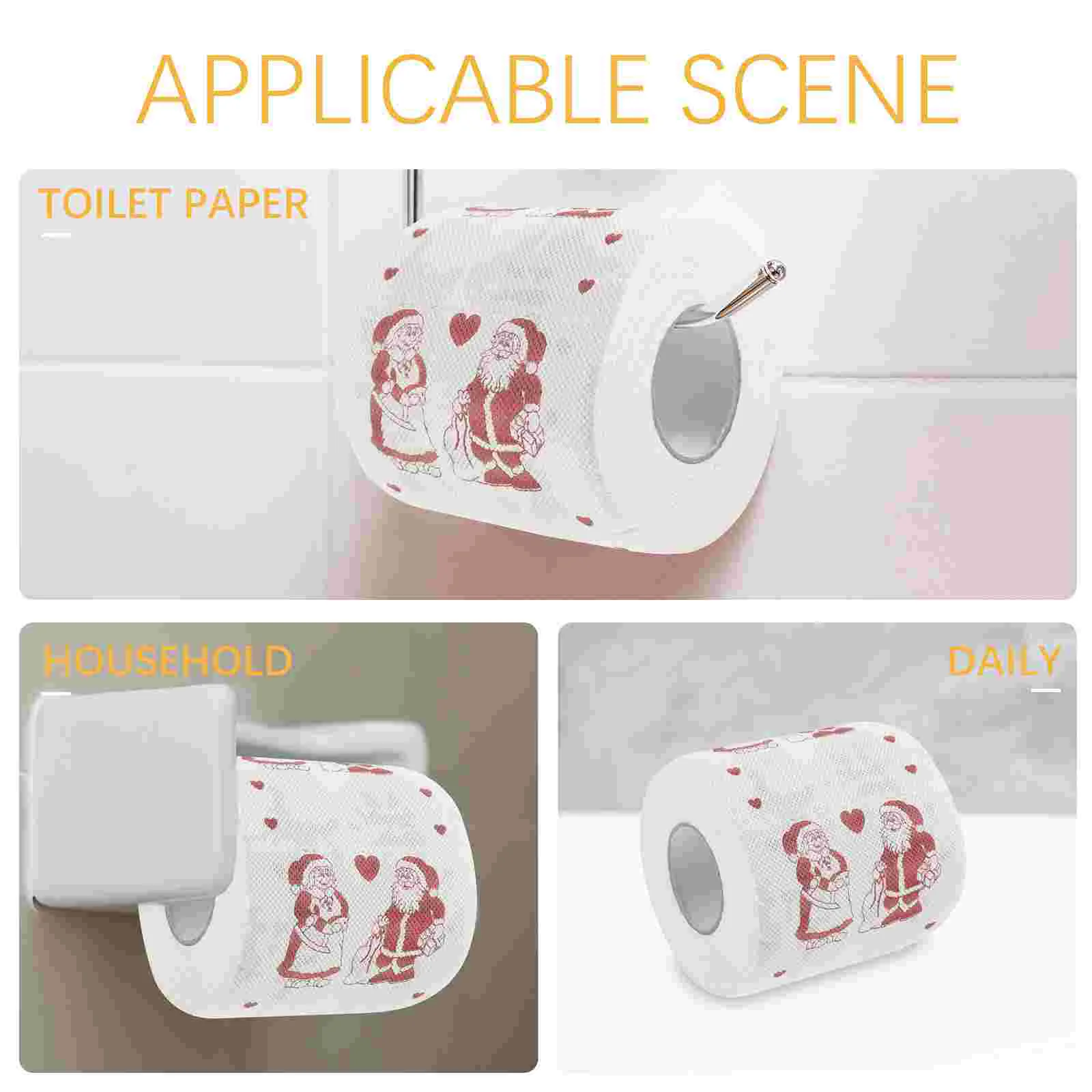 Servilleta de mesa de baño desechable decorativa, rollo de papel higiénico de Navidad, rollo de papel higiénico para inodoro de fiesta