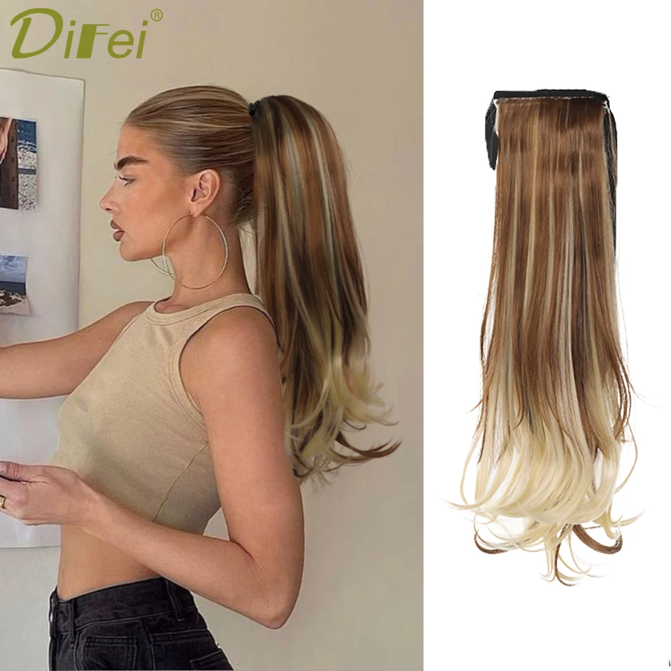 

DIFEI Synthetic Ponytail Wig Female Strap Micro-curly High Ponytail Natural Ponytail Thin Fake Hair Braid