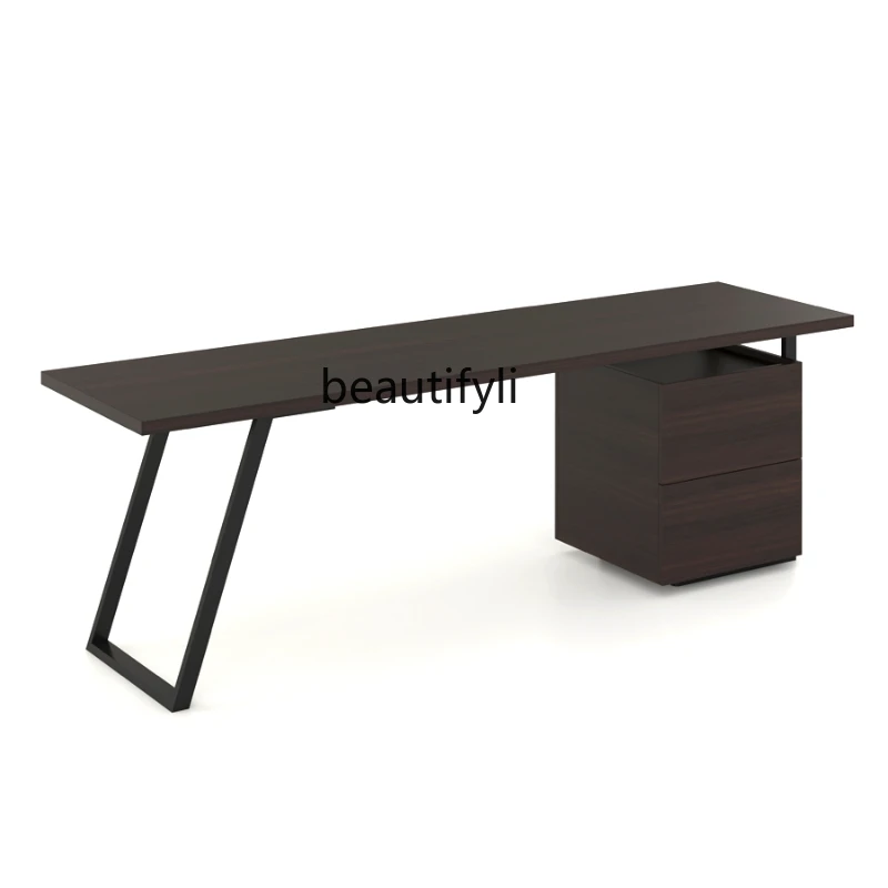 

Light luxury desk bedroom home living room computer table storage integrated solid wood desk