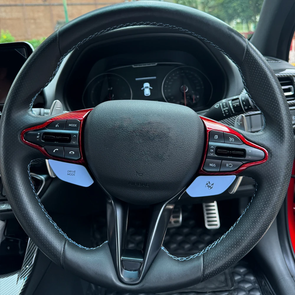 

For Hyundai i30 N Kona N i20N Elantra CN7 N Veloster-N Steering Wheel Button Cover Real Carbon Fiber Interior Trim Accessories