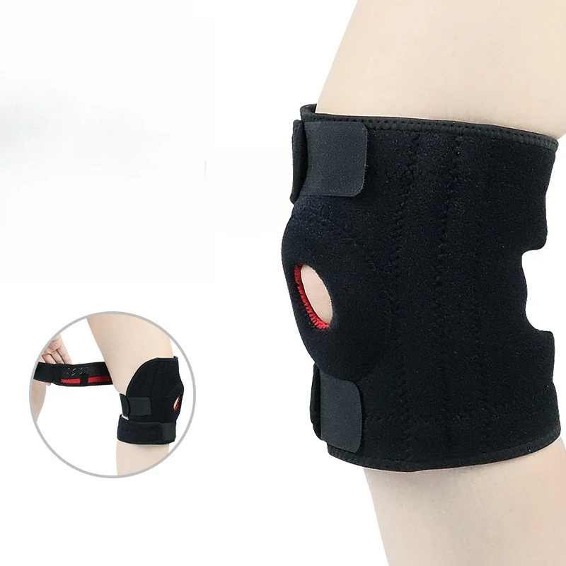 

Пара профессиональных спортивных наколенников, тройные перекрестные ремни для регулируемой поддержки, наколенник для езды на велосипеде, баскетбола, бега