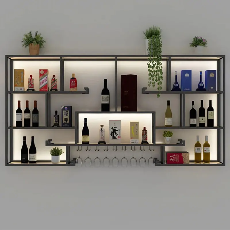 

Minimalist Display Wine Holder Man Hanging Restaurant Living Room Wine Rack Bottle Modern Shelf Estante Para Vino Bar Furniture