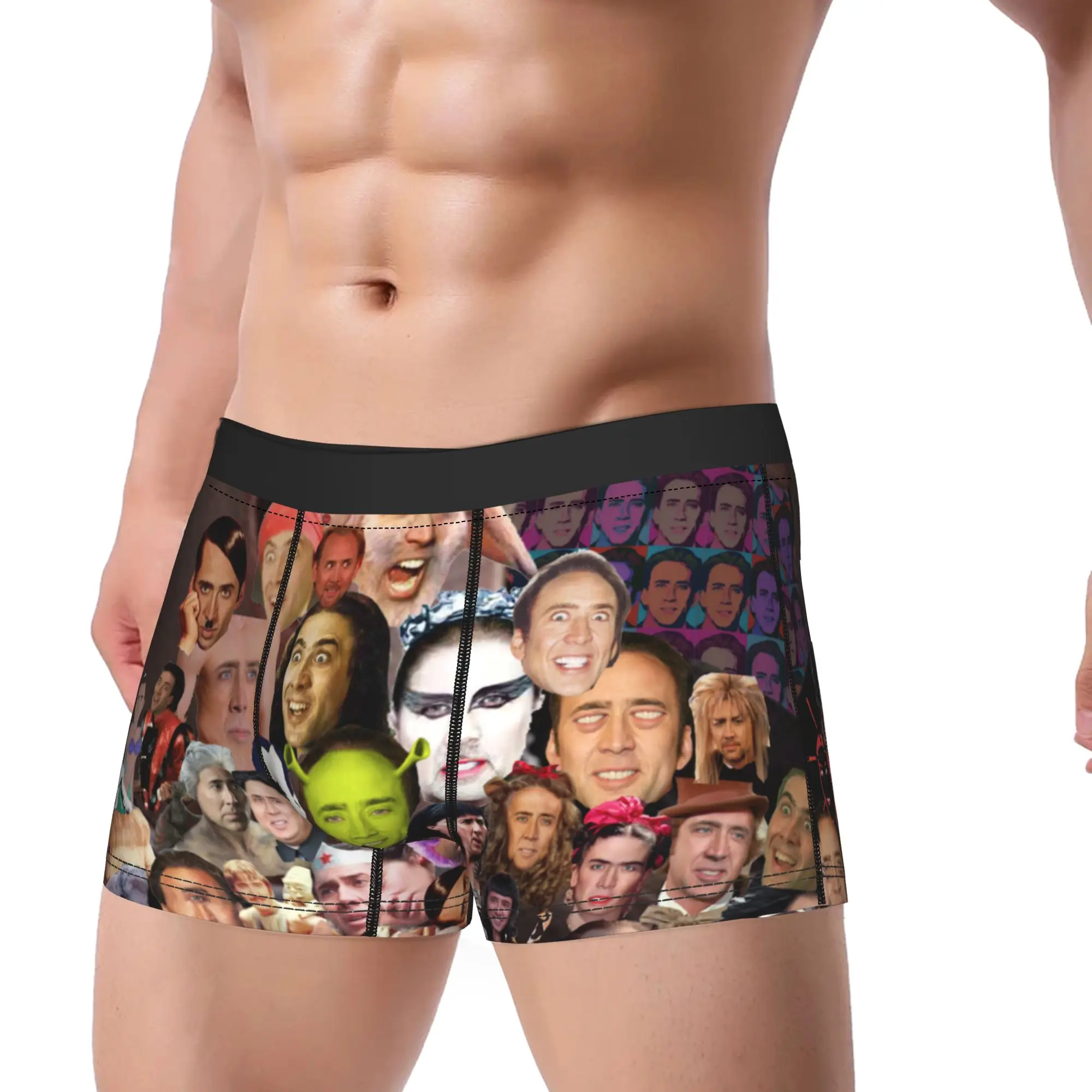 Men's Nicolas Cage Picture Collage Boxer Shorts,Cozy  Underwear Underpants