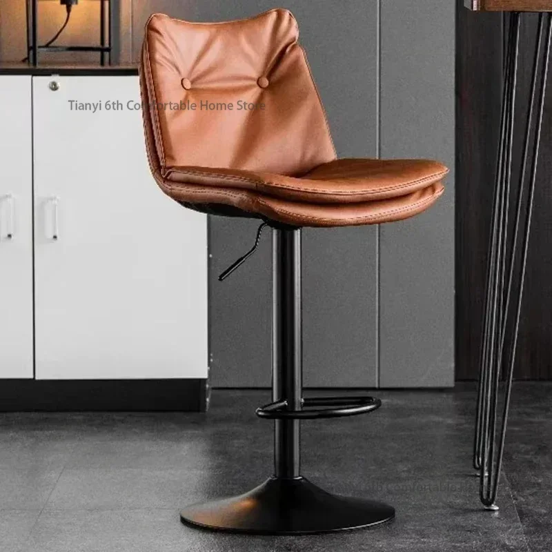 luxury Modern Bar Chair Simple Back Nordic Rotating Front Desk High Bar Stool Household Lift Wrought Iron Bar Chair Furniture