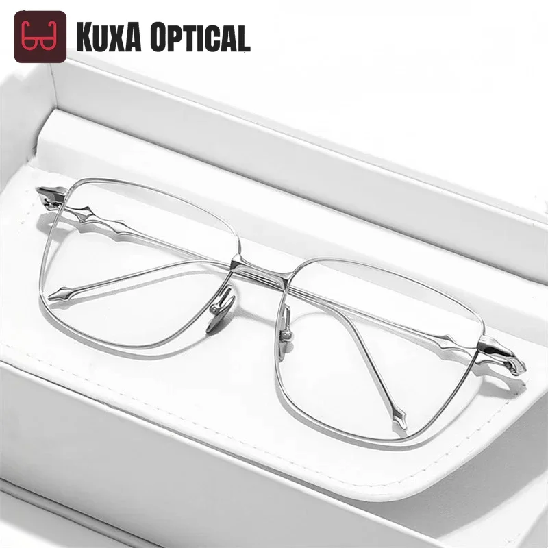 

KUXA 59 мм мужские очки большого размера в оправе с широким лицом, большие круглые очки для большого лица, мужские титановые очки