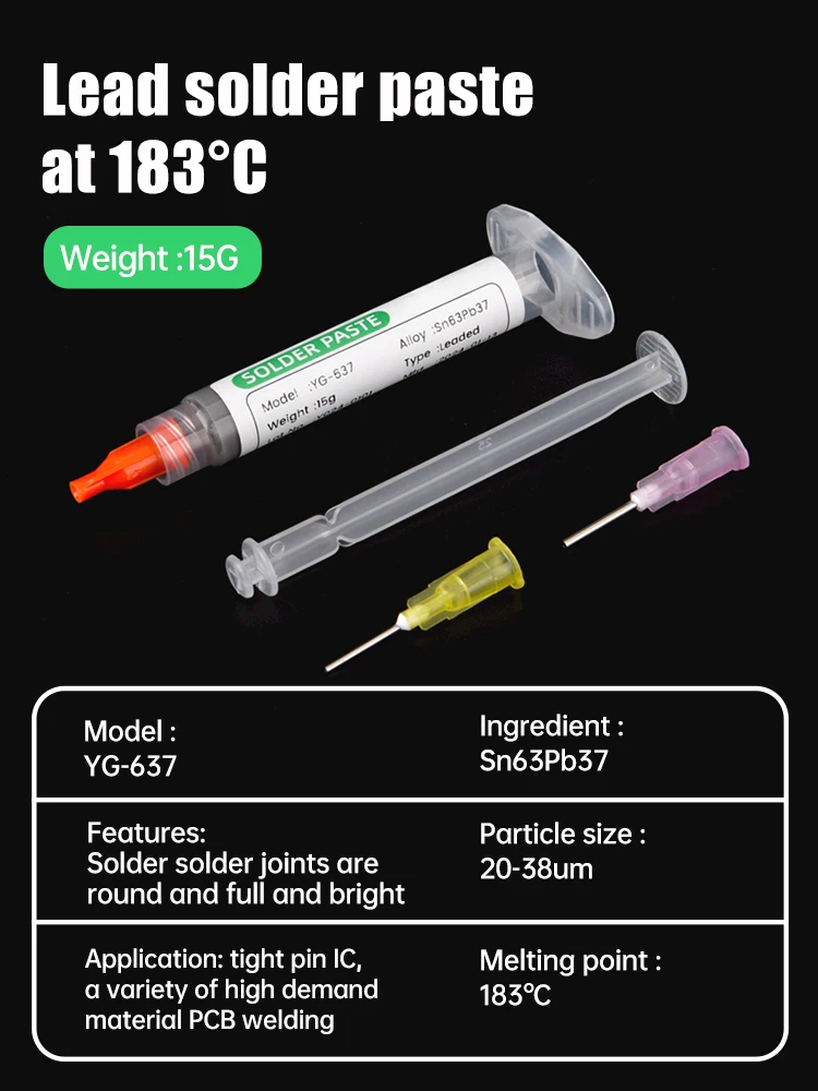 138/183℃ Solder Paste Syringe Flux for Soldering SMD BGA IC PCB Needle Tube Tin Solder Paste Welding Paste Welding Components