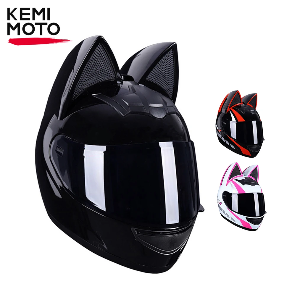 cat ear motorcycle helmet male Full Face Motorcycle Helmet with Cat Ears DOT Certified
