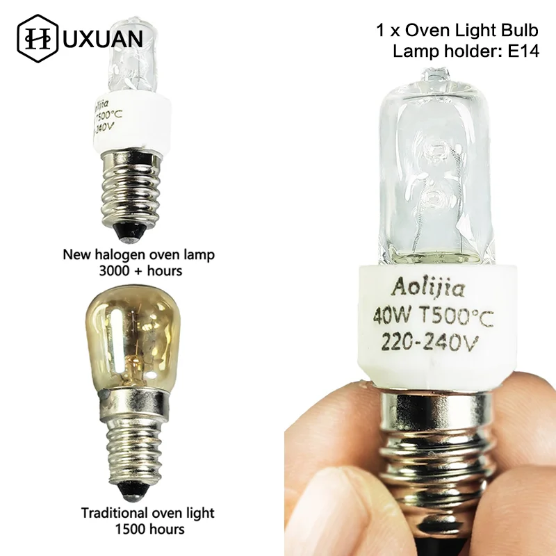 25W/40W E14 Oven Light Bulb 220-240V Safe Halogen Oven Lamp High Temperature 500℃ Resistant Dryer Microwave Light Bulb