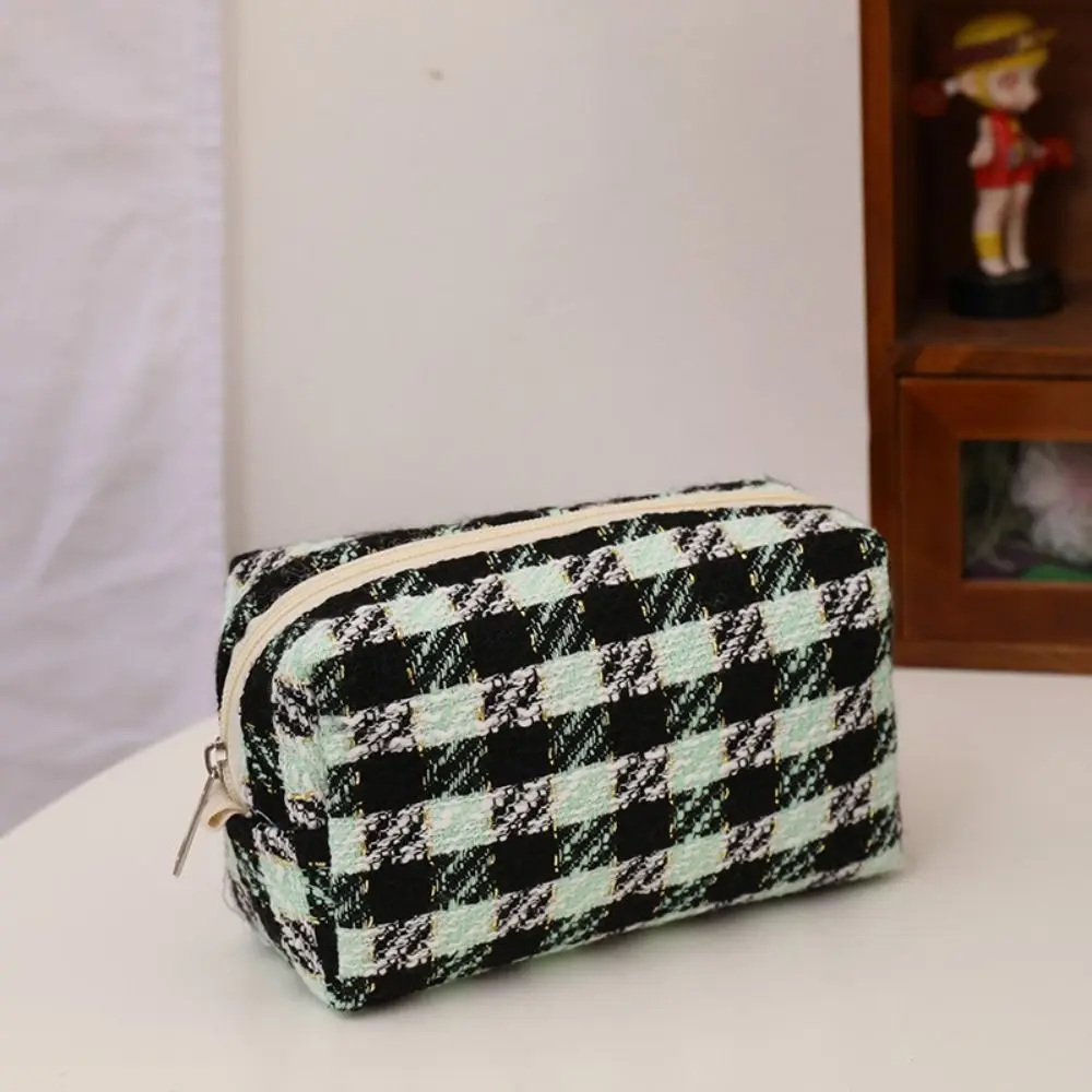 

New Canvas Makeup Lip Gloss Bag Scottish Travel Cosmetic Bag Makeup Handbag Cute Girl Portable Stationery Pencil Bag