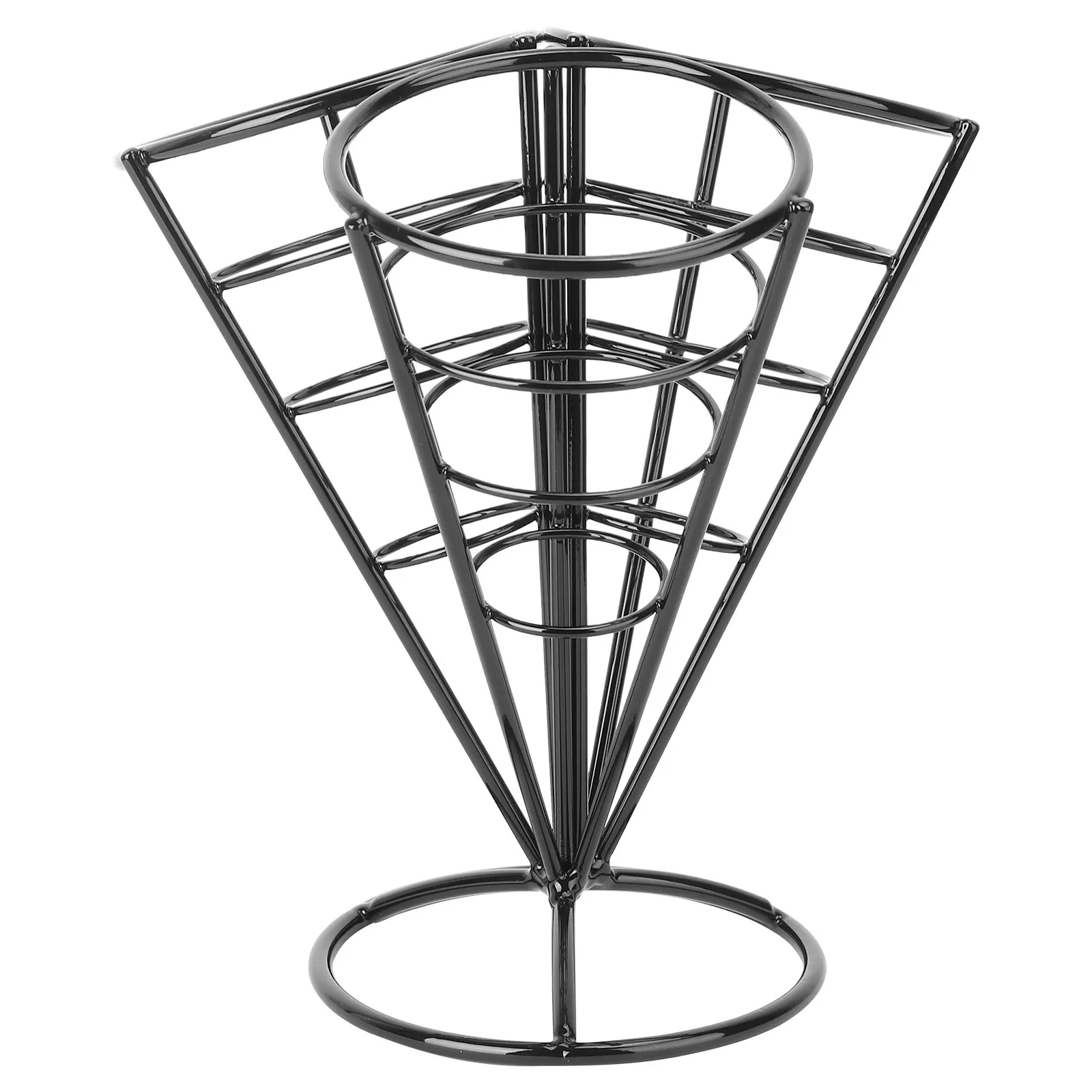 

Черная конусная корзина для картофеля фри из нержавеющей стали, подставка для демонстрации еды, для домашней сервировки, подставка для закусок, для вечеринок на открытом воздухе и пикников